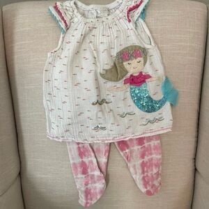 Mud Pie Girls Mermaid Tunic & Capri Set Sz 3T
